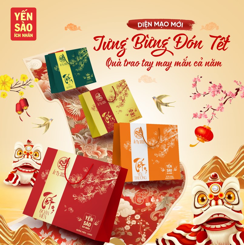 Bannner poster chúc mừng năm mới tưng bừng đón tết hộp quà chúc tết happy new year tet holiday, poster tết thương mại điện tử - piklabvip3987